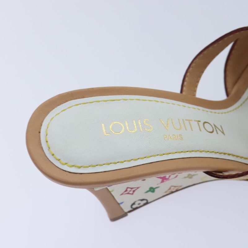 Louis Vuitton Monogram Multicolor Mule Sandals 34 White  yk15107 - Image 8