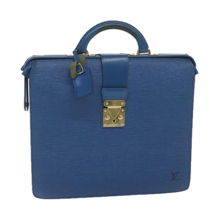 Louis Vuitton Epi Serviette Fermoir Business Bag Blue  yk9656