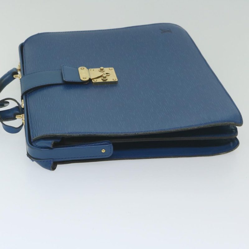 Louis Vuitton Epi Serviette Fermoir Business Bag Blue  yk9656 - Image 4
