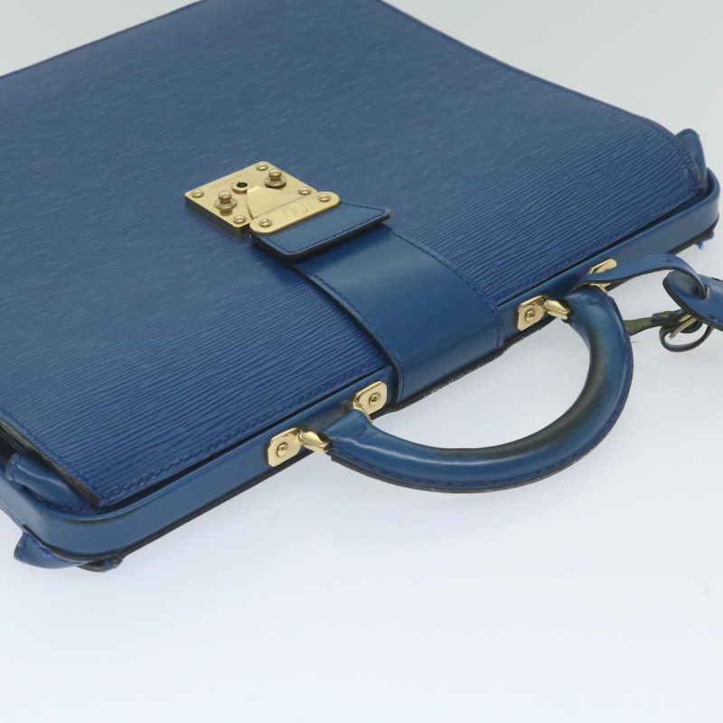 Louis Vuitton Epi Serviette Fermoir Business Bag Blue  yk9656 - Image 6