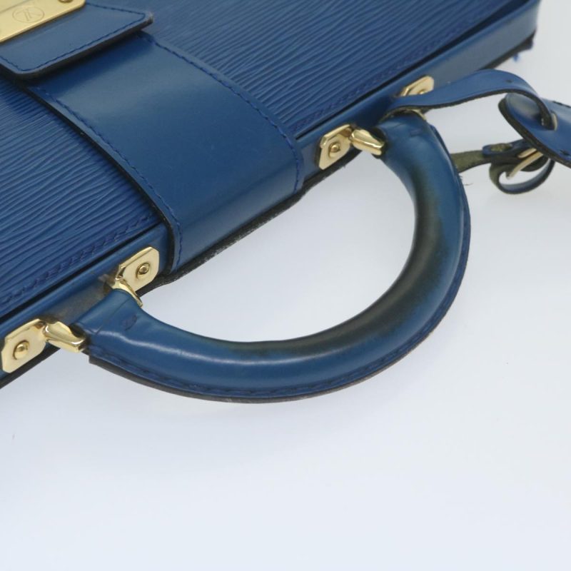 Louis Vuitton Epi Serviette Fermoir Business Bag Blue  yk9656 - Image 7