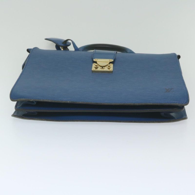Louis Vuitton Epi Serviette Fermoir Business Bag Blue  yk9656 - Image 5